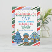 Sprinkle Gingerbread, Blue Holiday 1st Birthday Kaart (Staand voorkant)