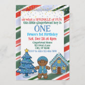 Sprinkle Gingerbread, Blue Holiday 1st Birthday Kaart (Voorkant)