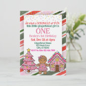 Sprinkle Gingerbread, Pink Holiday 1st Birthday Kaart (Staand voorkant)