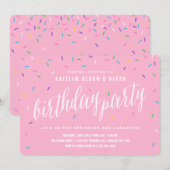 Sprinkle Girl Birthday Party | Roze Kaart (Voorkant / Achterkant)