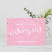 Sprinkle Girl Birthday Party | Roze Kaart (Staand voorkant)