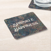 "Sprinkle Happiness" Grunge Textured Patchwork Kartonnen Onderzetters (Schuin)