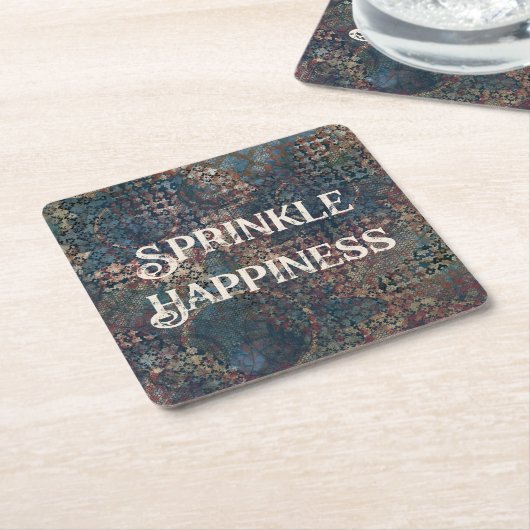 "Sprinkle Happiness" Grunge Textured Patchwork Kartonnen Onderzetters (Schuin)