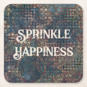 "Sprinkle Happiness" Grunge Textured Patchwork Kartonnen Onderzetters (Voorkant)
