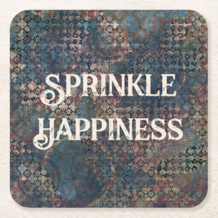 "Sprinkle Happiness" Grunge Textured Patchwork Kartonnen Onderzetters