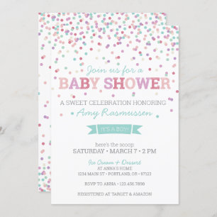 Sprinkle Ice Cream Baby shower Invitation - Boy Kaart
