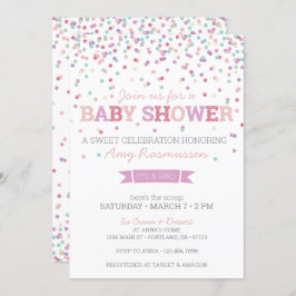 Sprinkle Ice Cream Baby shower Invitation - Girl Kaart