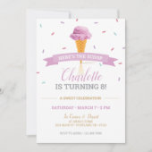 Sprinkle Ice Cream Birthday Party Invitation Kaart (Voorkant)