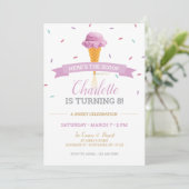 Sprinkle Ice Cream Birthday Party Invitation Kaart (Staand voorkant)
