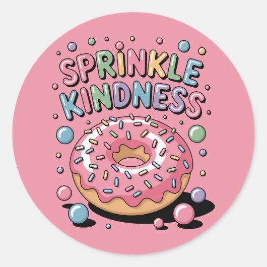 Sprinkle Kindness | Donut Ronde Sticker (Voorkant)