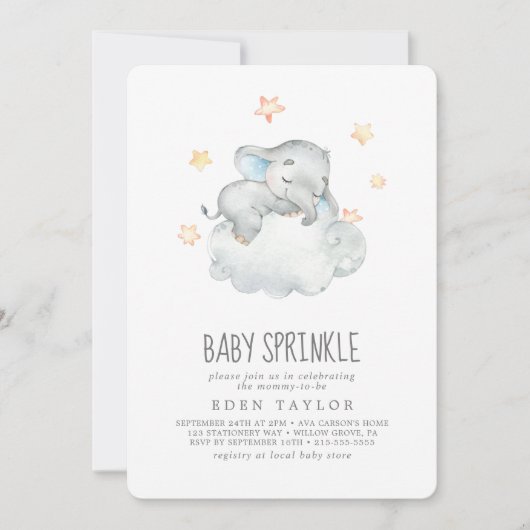 Sprinkle kleine olifant Boy Baby Kaart (Voorkant)