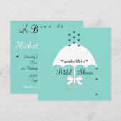 Sprinkle Love Blauwgroen Blue Party Shower Kaart (Voorkant / Achterkant)