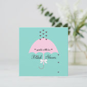 Sprinkle Love Blauwgroen Blue & Pink Party Shower Kaart (Staand voorkant)