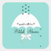 Sprinkle Love Blauwgroen Blue Shower Party Vierkante Sticker (Voorkant)