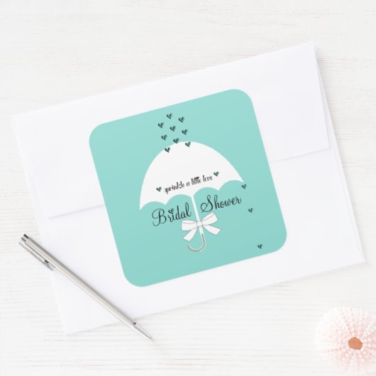 Sprinkle Love Blauwgroen Blue Shower Party Vierkante Sticker (Envelop)