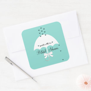 Sprinkle Love Blauwgroen Blue Shower Party Vierkante Sticker