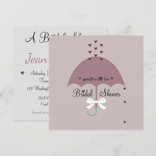 Sprinkle Love Mauve & Gray Bruiloftsfeest Uitnodig Kaart (Voorkant / Achterkant)