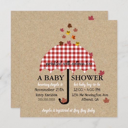 Sprinkle met de najaarsjesliefhebber Rustic Baby s Kaart (Voorkant / Achterkant)