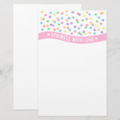 Sprinkle met Liefde Kleurrijke Hartjes Briefpapier (Voorkant / Achterkant)