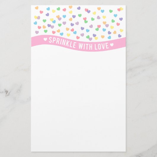 Sprinkle met Liefde Kleurrijke Hartjes Briefpapier (Voorkant)
