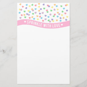 Sprinkle met liefdeskleurige harten briefpapier