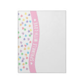 Sprinkle met liefdeskleurige harten notitieblok (Linkerzijde)