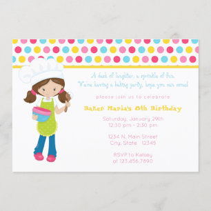 Sprinkle of Fun Baking Girls Birthday Invitation Kaart