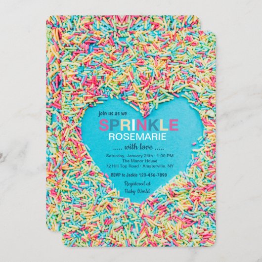 Sprinkle of Love Uitnodiging (Voorkant / Achterkant)