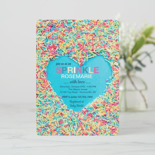 Sprinkle of Love Uitnodiging (Staand voorkant)