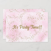 Sprinkle Pink Stars uitnodiging voor verjaardag (Voorkant / Achterkant)