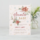 Sprinkle Poinsettia voor Kerstmis met Santa Baby Kaart (Staand voorkant)