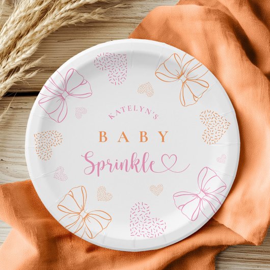 Sprinkle Ribbon Baby Shower Paper Plates Papieren Bordje