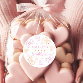 Sprinkle Ribbon Baby Shower Round Stickers