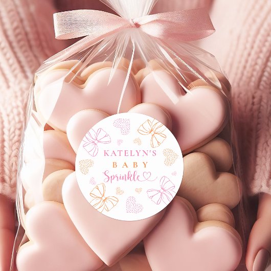 Sprinkle Ribbon Baby Shower Round Stickers