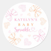 Sprinkle Ribbon Baby Shower Round Stickers (Voorkant)