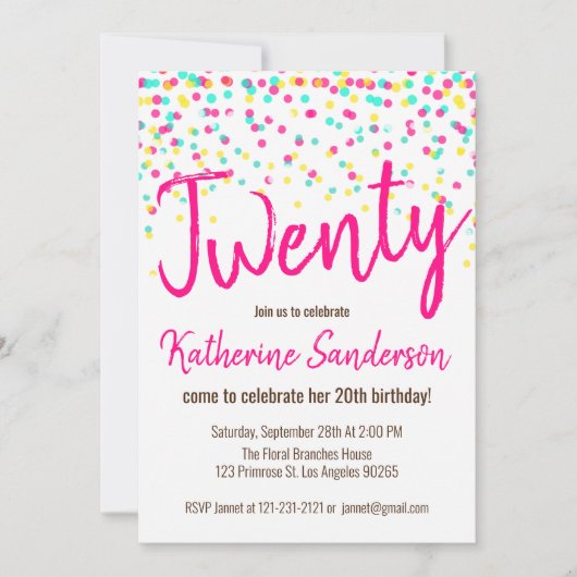 Sprinkle Sparkle Rainbow Polka Dot Birthday Party Kaart (Voorkant)