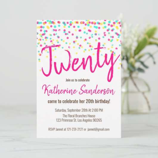 Sprinkle Sparkle Rainbow Polka Dot Birthday Party Kaart (Staand voorkant)
