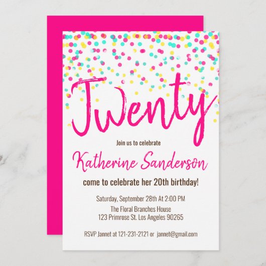 Sprinkle Sparkle Rainbow Polka Dot Birthday Party Kaart (Voorkant / Achterkant)