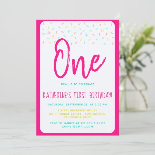 Sprinkle Sparkle Sweet Rainbow Confetti Verjaardag Kaart (Staand voorkant)