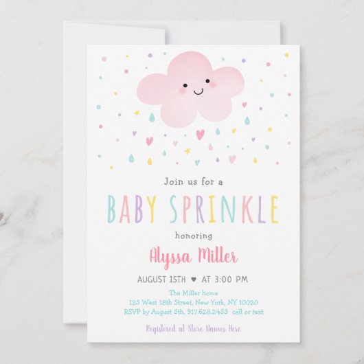 Sprinkle Sprinkle Sweet Pink Cloud Girl Baby Kaart (Voorkant)