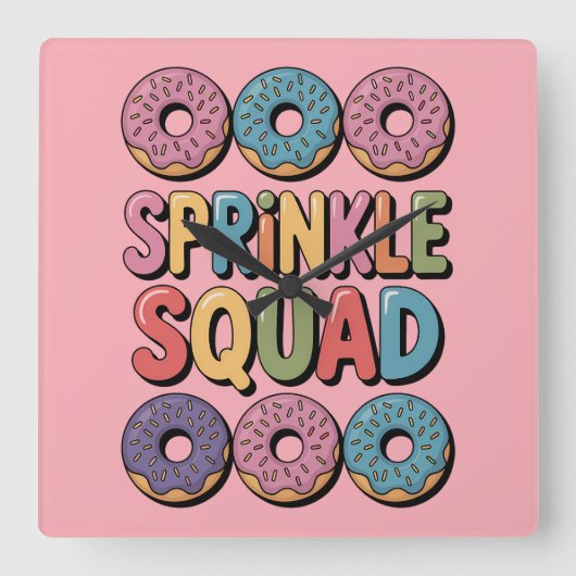 Sprinkle Squad | Baby-strooi Vierkante Klok (Voorkant)