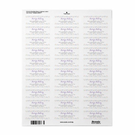Sprinkle Stippen Bakery Return Address Label (Full Sheet)