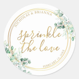 Sprinkle The Love Gold Greenery Eucalyptus Weddens Ronde Sticker