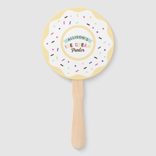 Sprinkle Vanilla Donut leuke traktatie Verjaardags Handwaaier (Voorkant)