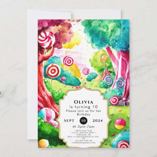 Sprinkle Waterverf Candyland Verjaardag Kaart (Voorkant)