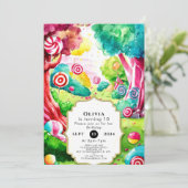 Sprinkle Waterverf Candyland Verjaardag Kaart (Staand voorkant)