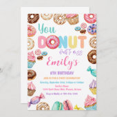 Sprinkled Donut Birthday Party for Girl Invitation Kaart (Voorkant / Achterkant)