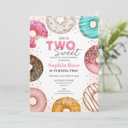 Sprinkled Donut TWEE lief verjaardagsfeestje voor  Kaart (Staand voorkant)