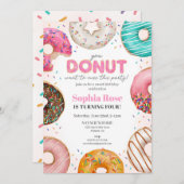 Sprinkled Donut Verjaardagsfeestje voor Meisje Kaart (Voorkant / Achterkant)