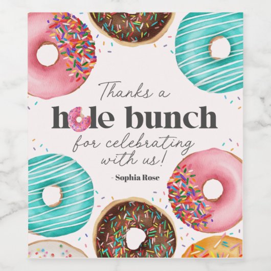 Sprinkled Donut Wine Label Sticker Party (Enkel label)